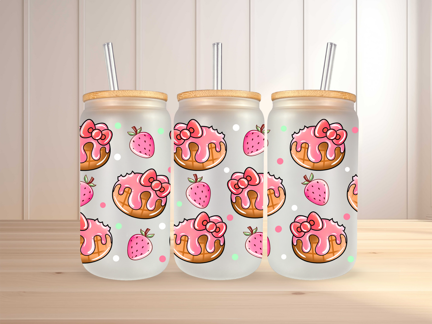 16 oz Kawaii Waffles Glass Can