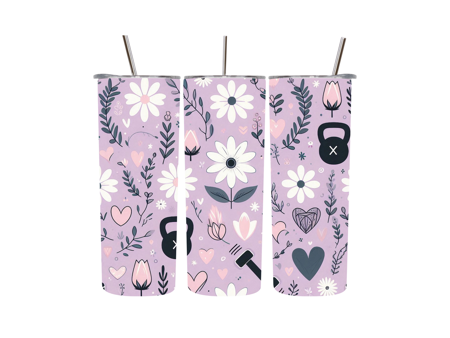20 oz Kettlebells & Flowers Tumbler