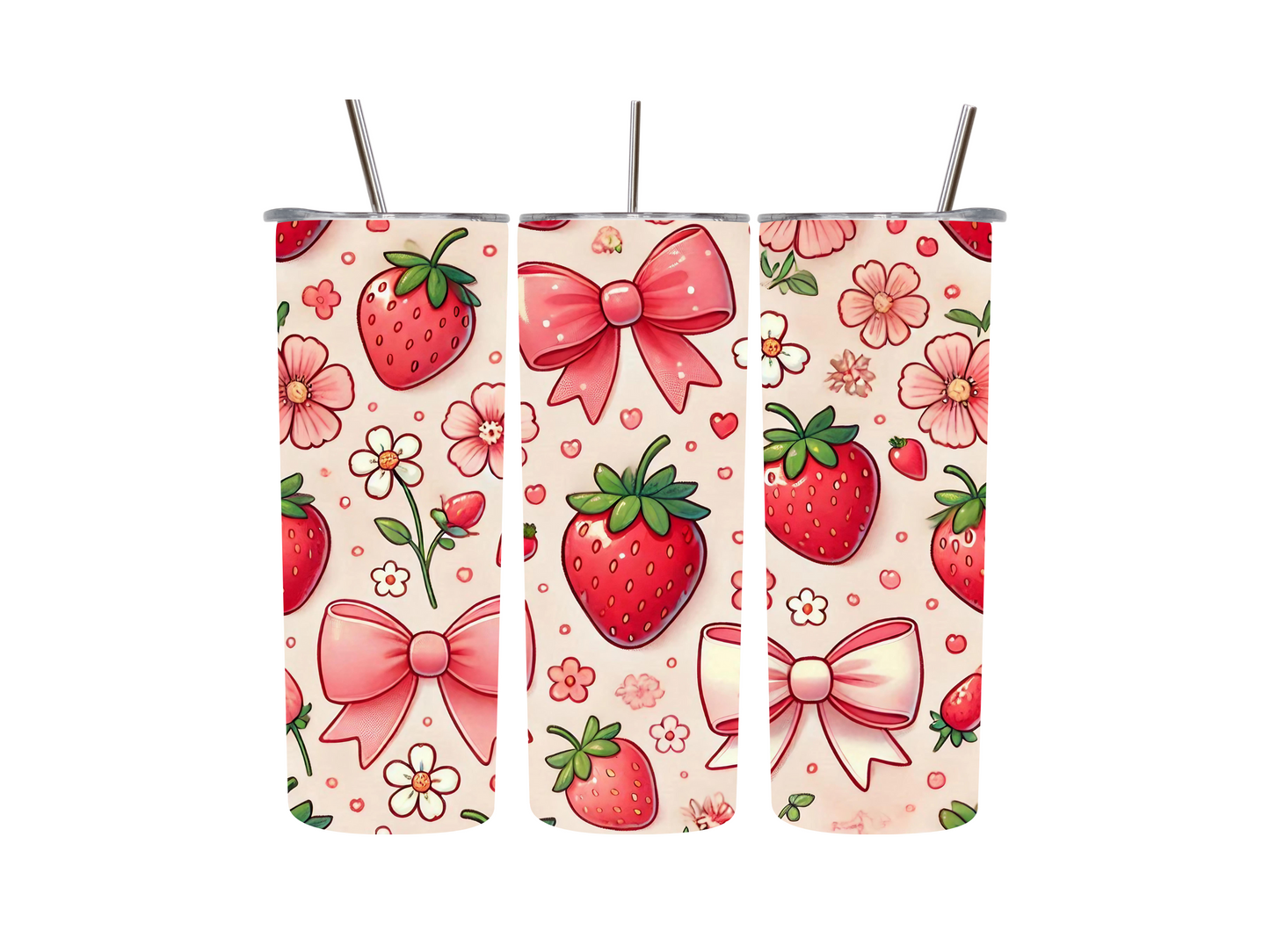 20 oz Strawberries and Bows Tumbler