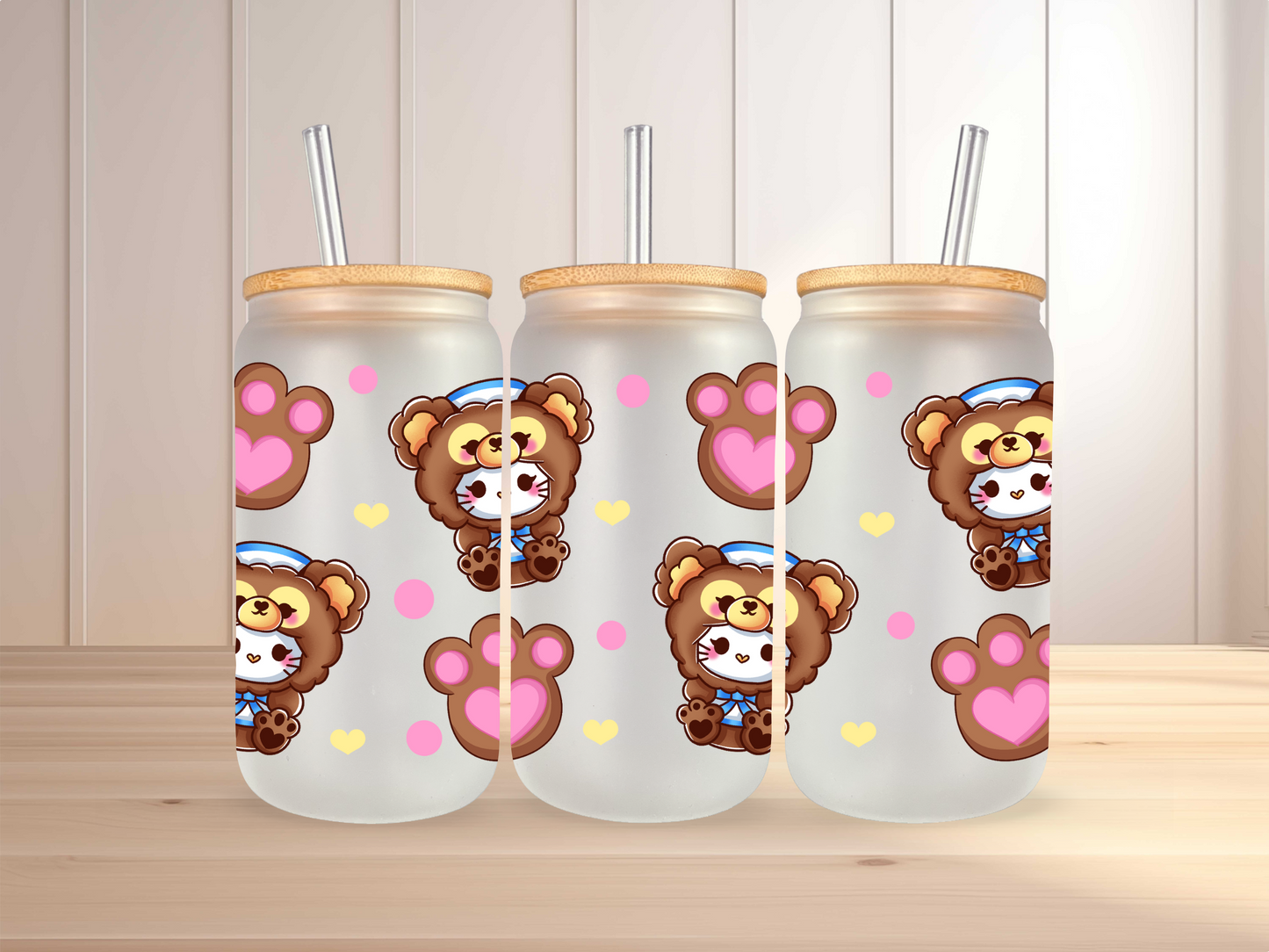 16 oz Kawaii Plushes Glass Can