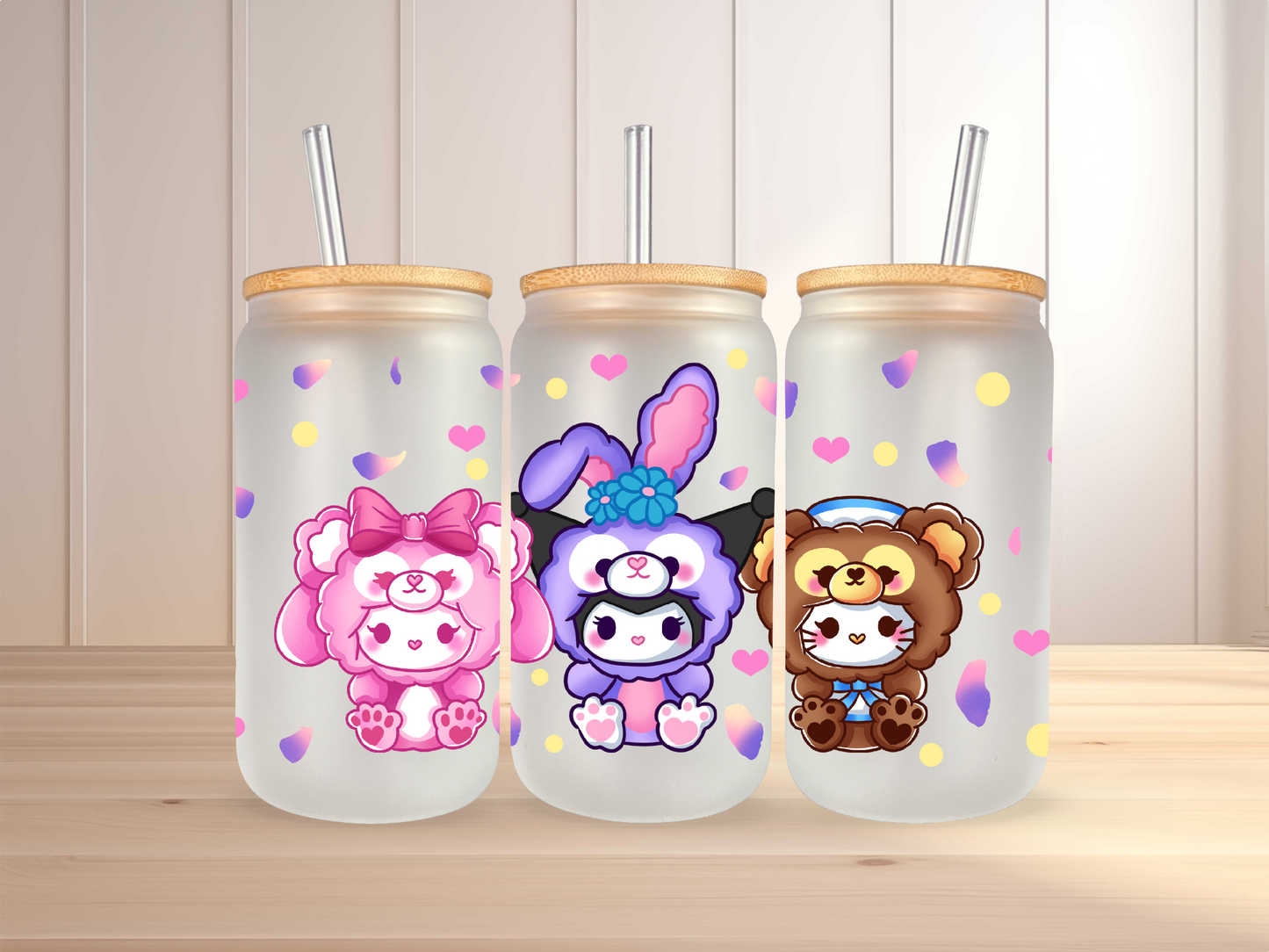 16 oz Kawaii Plushes Glass Can