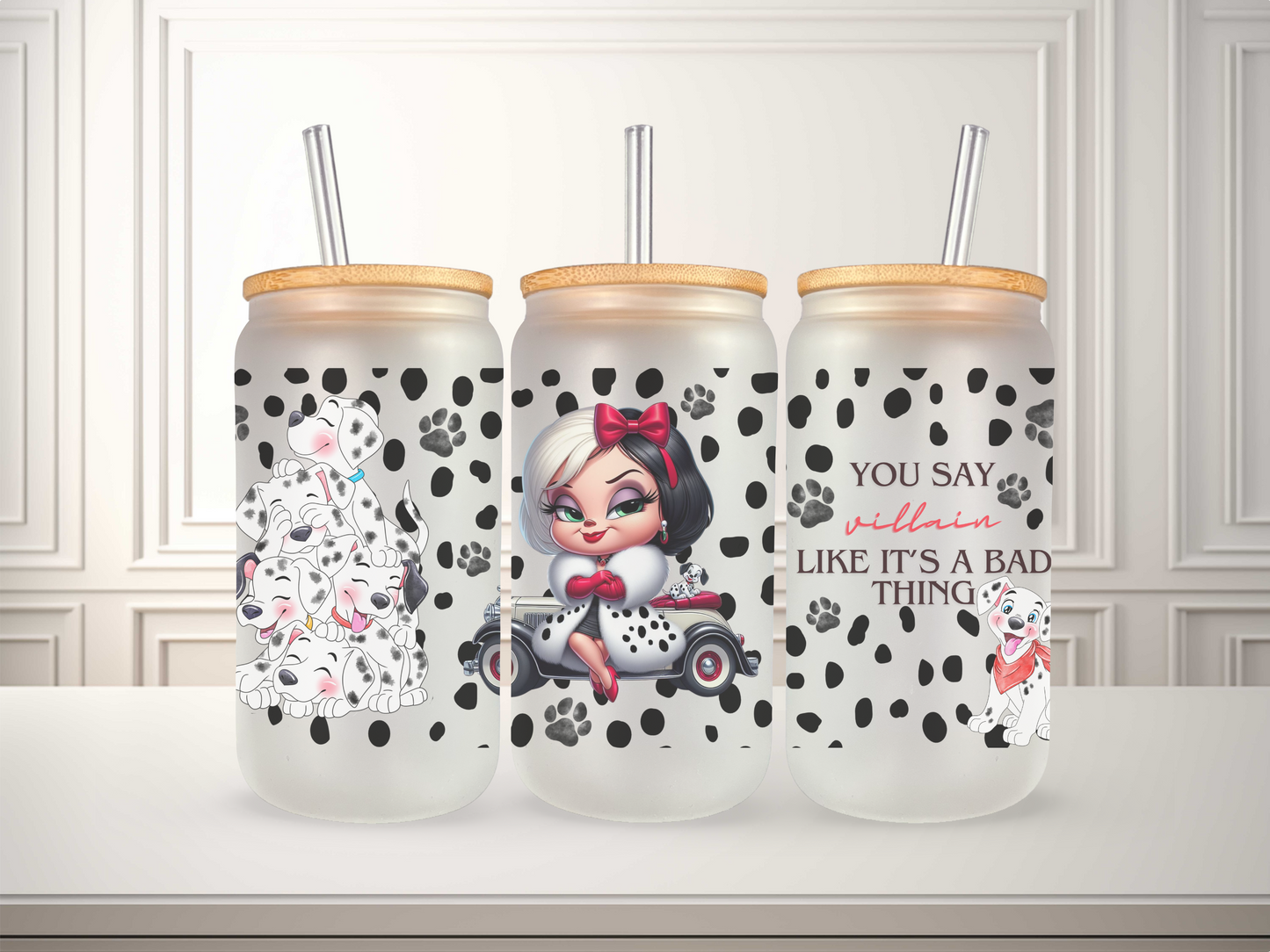 16 oz Baby Villains Glass Can