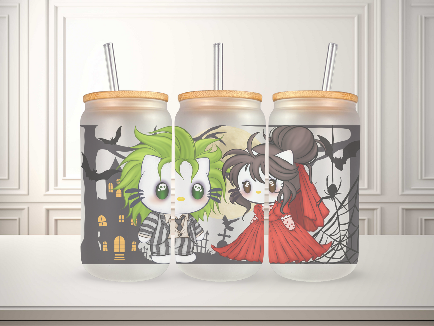 16 oz Beetlejuice Glass Can