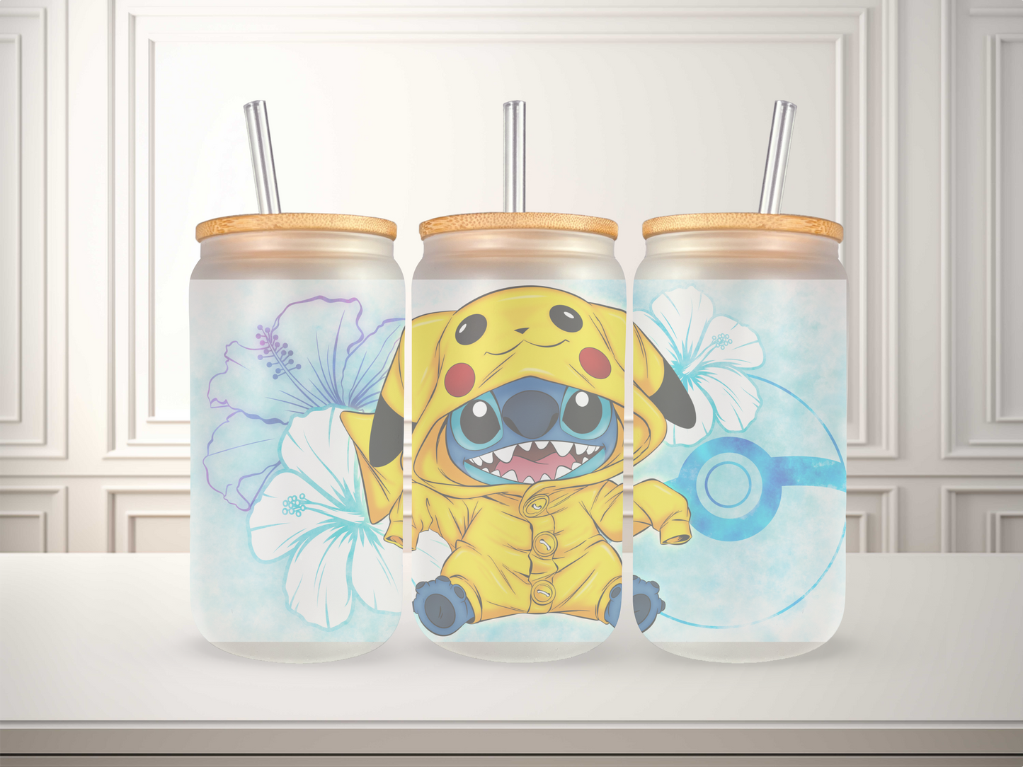 16 oz Stitch Glass Can