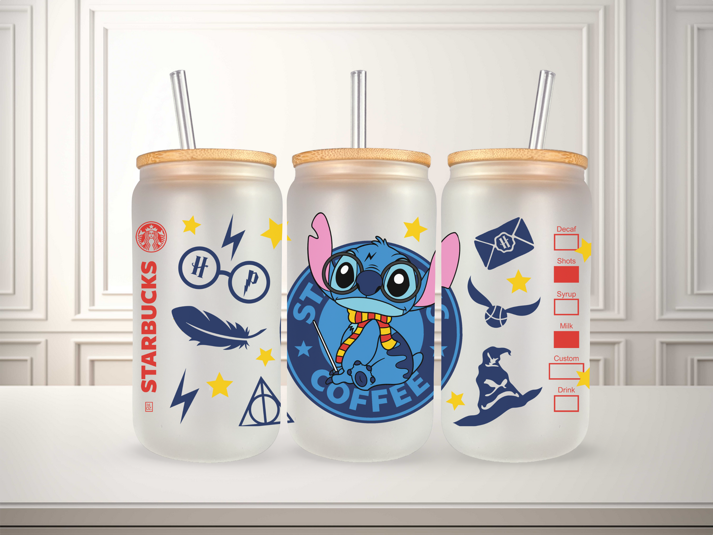 16 oz Stitch Glass Can