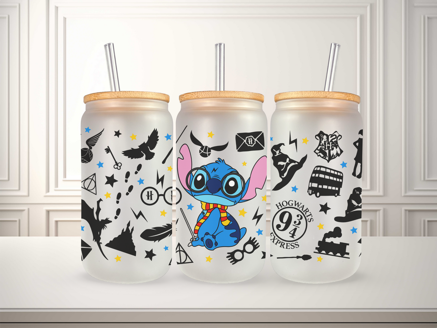 16 oz Stitch Glass Can
